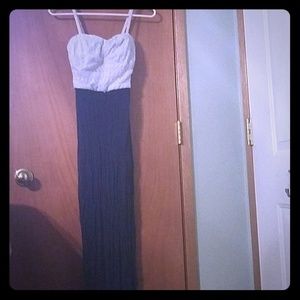 White and black maxi dress